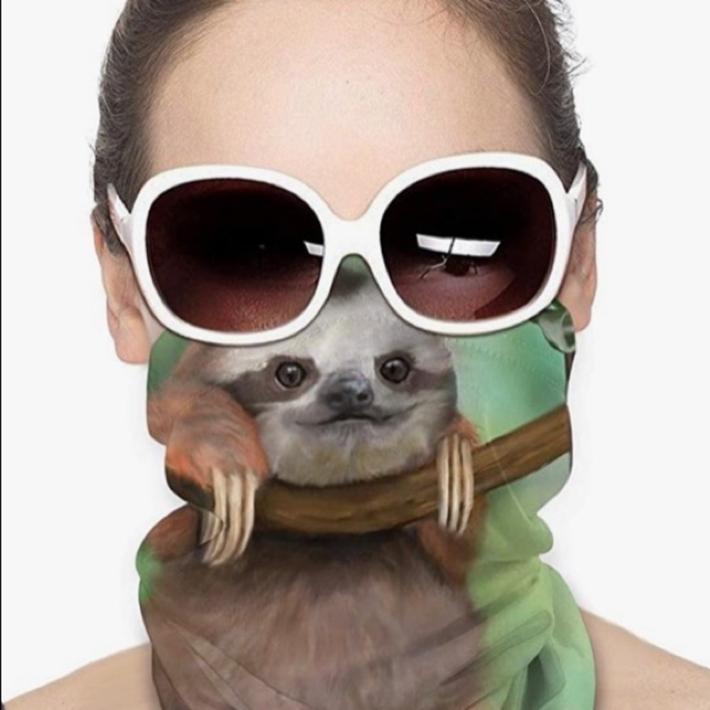 The Cutest Sloth FACE & NECK Covering NEW Adult Colorful